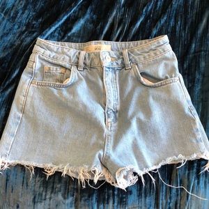 Light wash jean shorts